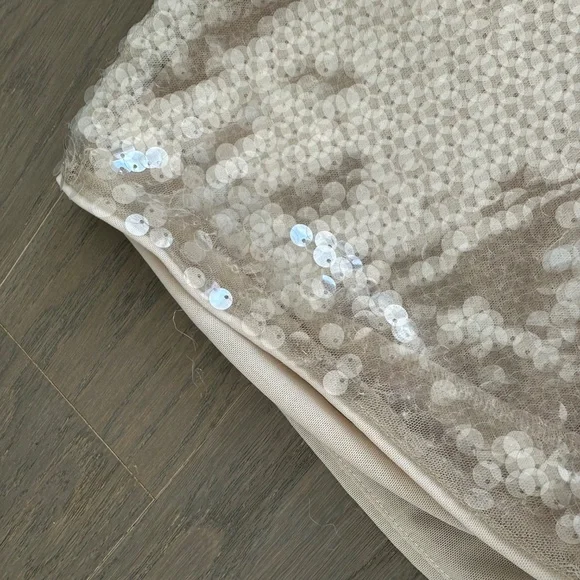 Staud Eton Mini Dress Moon Tan Sequin Embellished - Size Large - Picture 13 of 14